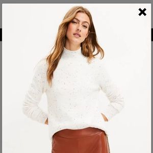 Loft Flecked Mock Neck Tunic Sweater | NWT | Small